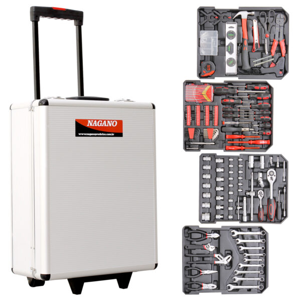 Kit Maleta de Ferramentas com Rodas 186 Peças - NMF186G