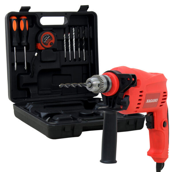 Furadeira Parafusadeira de Impacto 3/8 Pol 1.5-10mm 500W com Maleta e Acessórios