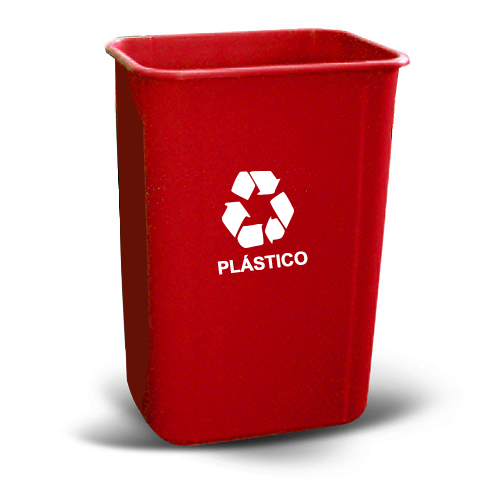 Lixeira 50 Litros sem Tampa com Gravação Plastico Vermelha com Suporte
