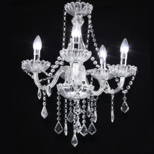 Lustre Candelabro 5 Braços em Cristal K9 Legítimo 50cm Diâmetro Maria Thereza 60hz Embutir - Bivolt
