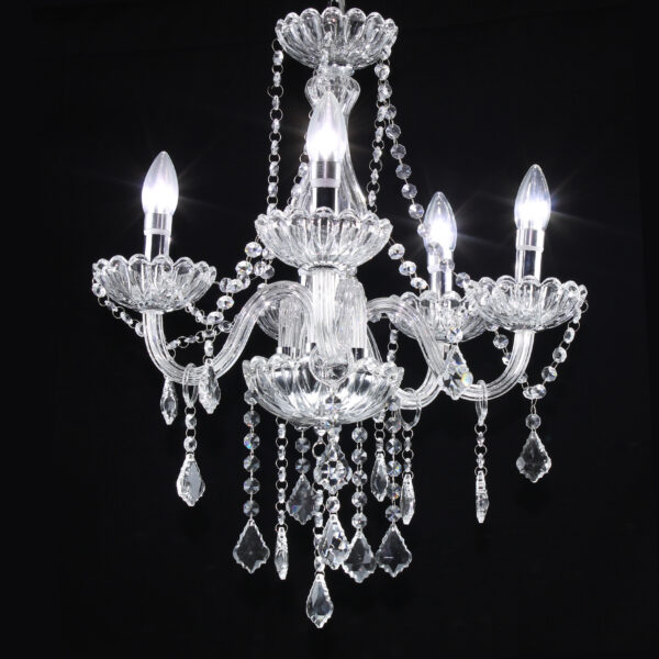 Lustre Candelabro 5 Braços em Cristal K9 Legítimo 50cm Diâmetro Maria Thereza 60hz Embutir - Bivolt