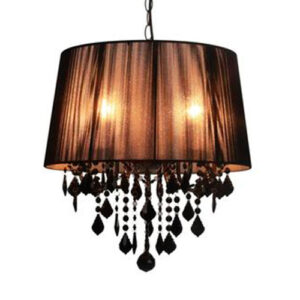 Lustre Pendente Abricó Preto com Cristal