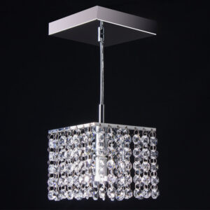 Lustre Pendente de Cristal embutido K9 Legítimo Alumínio Espelhado - 12x12cm Base - G9*1 - 60HZ - Bivolt