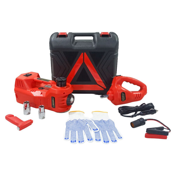 Macaco Elétrico Hidráulico 6 em 1 5 Toneladas 12v Compressor Lanterna Chave de Impacto