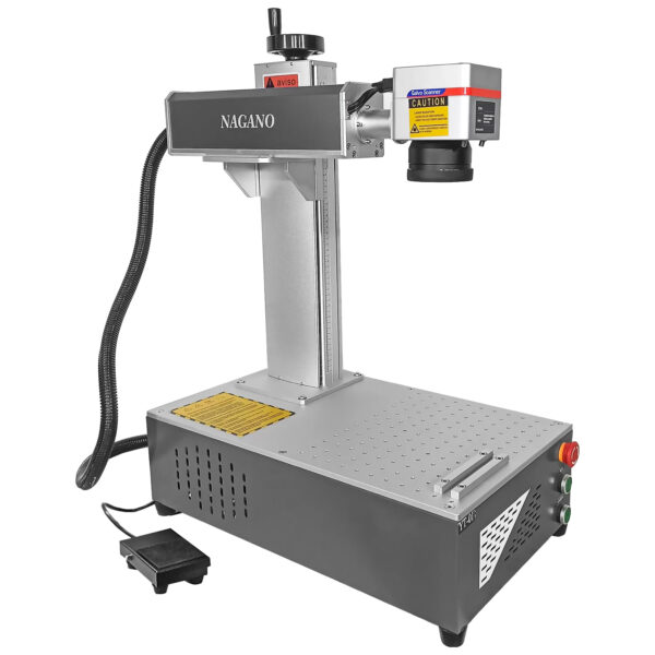 Máquina de Gravação Laser Metais Fiber Mini 50w com Entrada Eixo Rotativo BSL