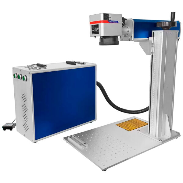 Máquina de Gravação Laser Metais Fiber Portátil 50w com Entrada Eixo Rotativo