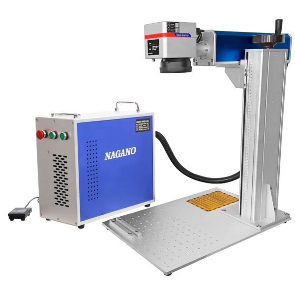 Máquina de Gravação Laser Metais Fiber Portátil 50w com Entrada Eixo Rotativo