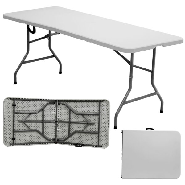 Mesa Dobrável Portátil Vira Maleta 1.80m 200kg Camping Praia