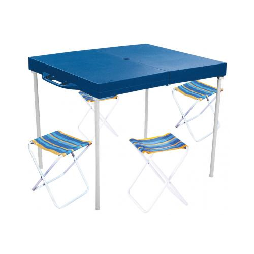 Mesa Prática com 4 Banquetas Azul - 3403