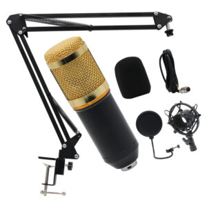 Microfone Condensador Pop Filter Aranha com Braço Articulado