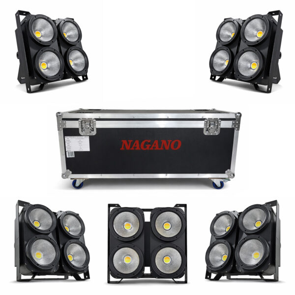 Kit 5 Mini Refletor Brut 400w Led 4 Lâmpadas Quente/Frio com Case