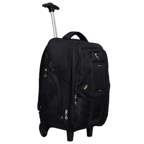 Mochila Executiva em Poliester com Alça e Rodinha Preta 18''