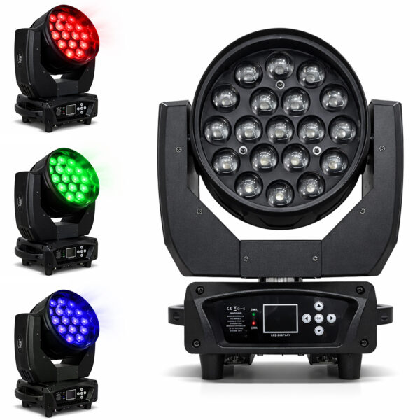 Moving Beam Bee Eye 19 LED RGBW 15w DMX512 Painel Digital