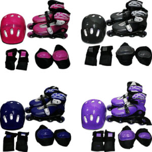 Kit Roller Radical para Crianças - Patins, Joelheiras, Cotoveleiras, Luvas e Capacete - Tam M 32-35