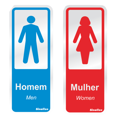 Placa Sinalizadora Banheiro - Masculino e Feminino