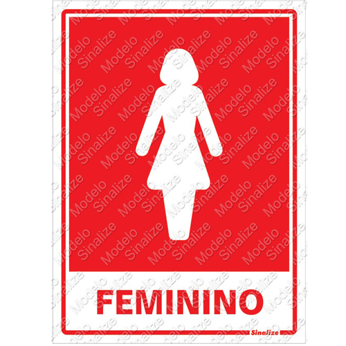 Placa sinalizadora Sanitário Feminio 15 x 20cm