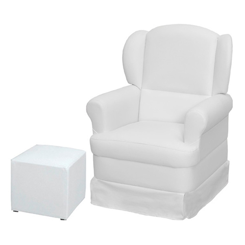Poltrona de Amamentação Sabrina com Puff Balanço Branco