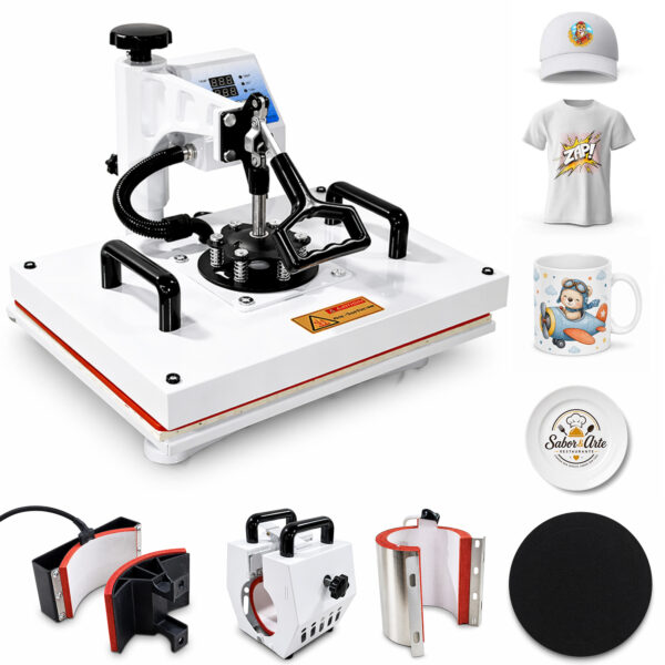 Prensa Térmica Sublimação 6 em 1 38x29cm Plana Camiseta Canecas Boné Prato