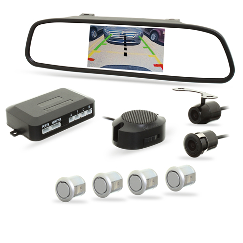 Sensor de Estacionamento com Retrovisor, LCD e Câmera de Ré - H-Tech