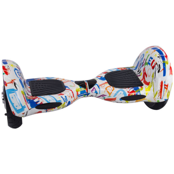 Skate Elétrico Hover Board 10'' Branco colorido com Bluetooth e Bolsa - THB042