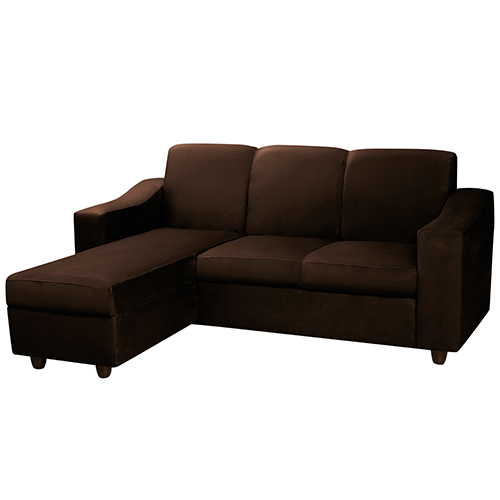 Sofá Estofado Bello 2 Lugares + Chaise Removível Suede Liso Marrom Escuro