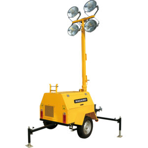 Torre de Iluminação 4 x 1000w Elevação 9m com Gerador 220v Monofásico a Diesel 10kw