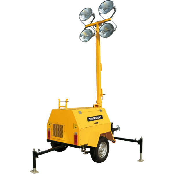 Torre de Iluminação 4 x 1000w Elevação 9m com Gerador 220v Monofásico a Diesel 10kw