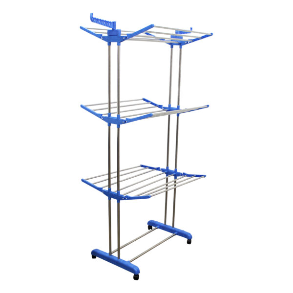 Varal Roupas 3 Andares Aço Inox Dobrável 4 Rodas